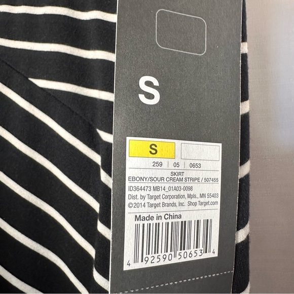 NEW NWT Mossimo Women’s Black Breton Striped Maxi Skirt Side Slit Sz S Nautical - Picture 5 of 10